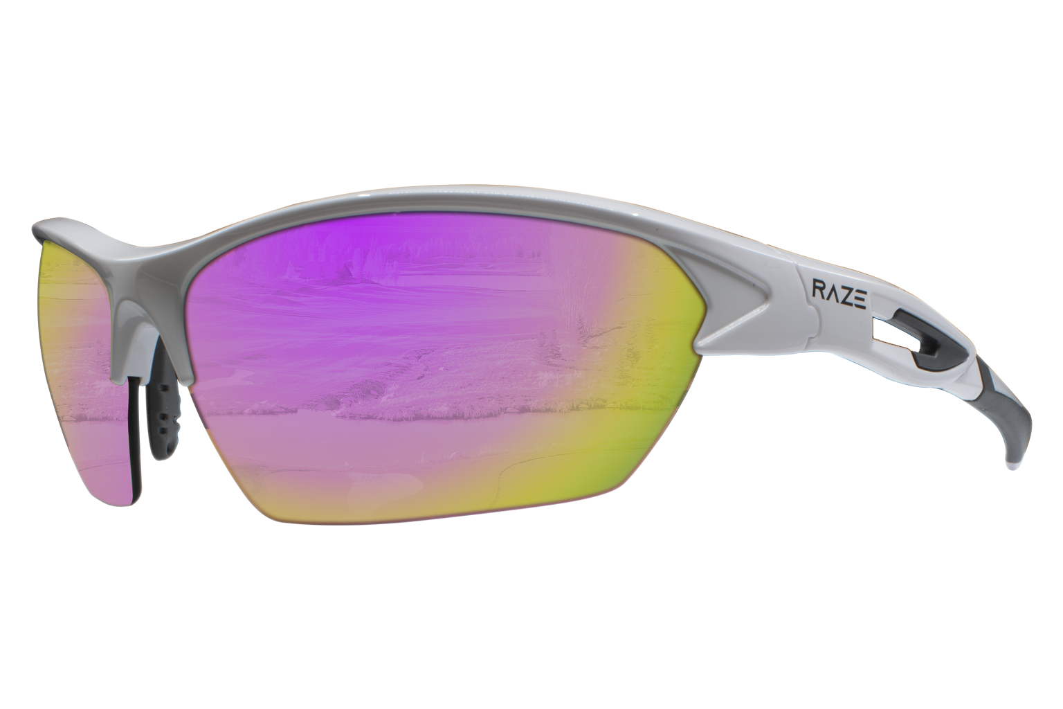 Raze Eyewear Pursuit Sports Sunglasses for Men or Women Carbon Fiber Print  Gloss Frame w/Smoke Lens